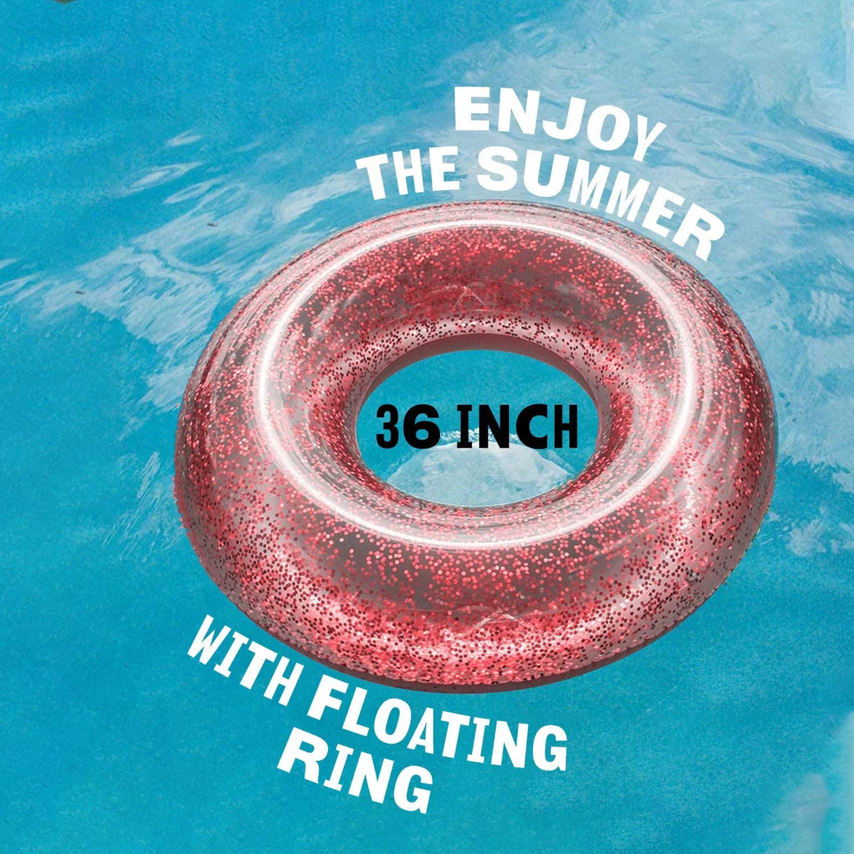 Adults Fun Pool Inflatable Floaties, Toys, 48 Round Inside, Glitter Rose Summer Pool Float Kids Inch Rings Gold Alyvia Swim with | Party for Beach &