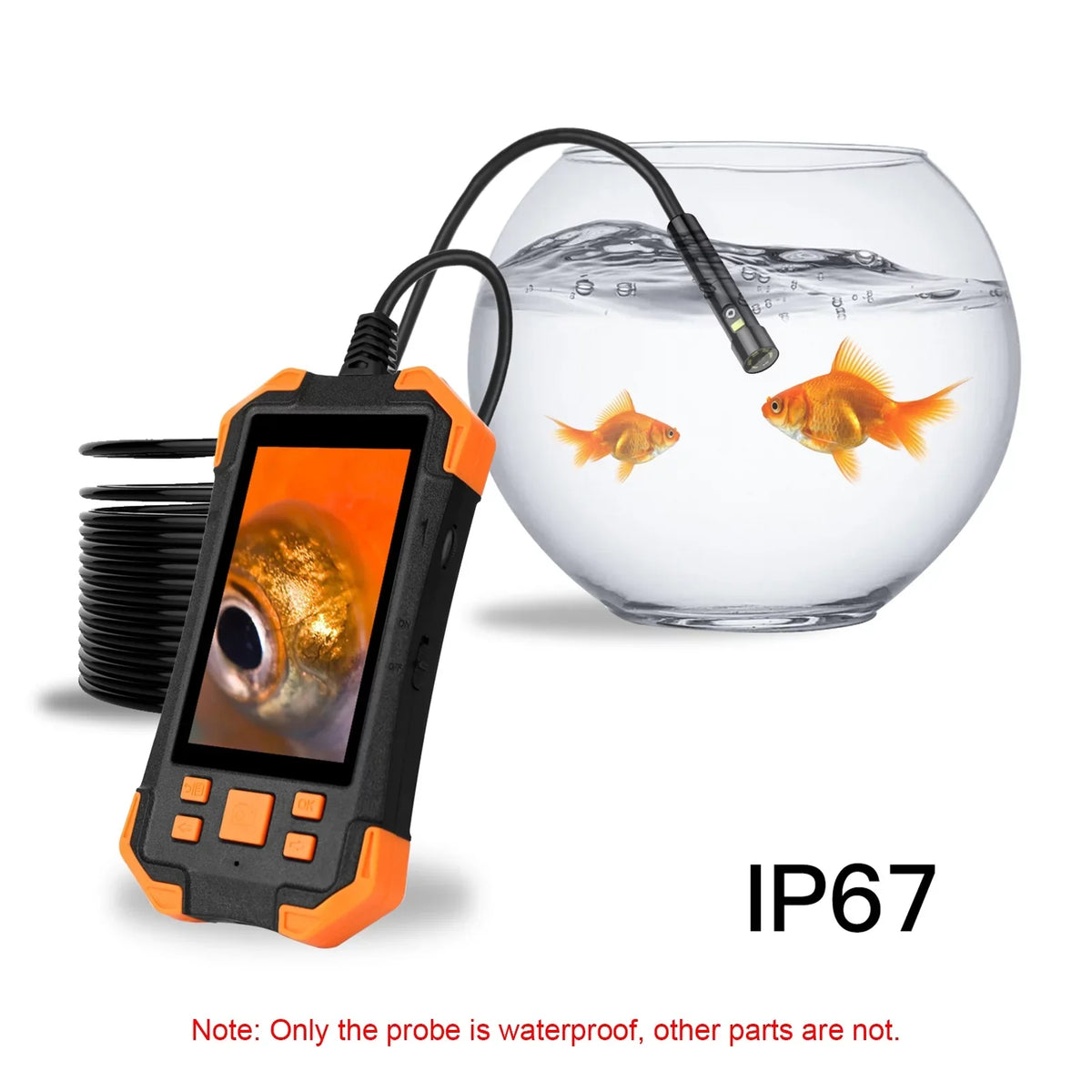 with Semi-rigid Inch Dual Light/ IPS LED Screen Probe/ Industrial 4.3 7.9mm for TF Card Borescope IP67 Pipeline Lens Slot Inspection with Inspecti Cable/ 1080P Automobile Camera Waterproof