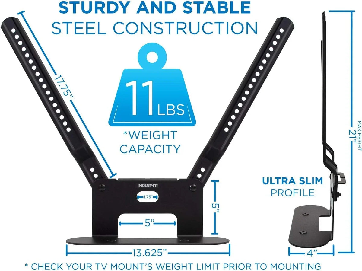 Shelf - VESA Kit Mounting Sound Pattern Mounting Soundbar Bracket for Mount Beam Compatible Sonos with with 200mm Speaker Mount-It! 600mm Televisions | TV Bar
