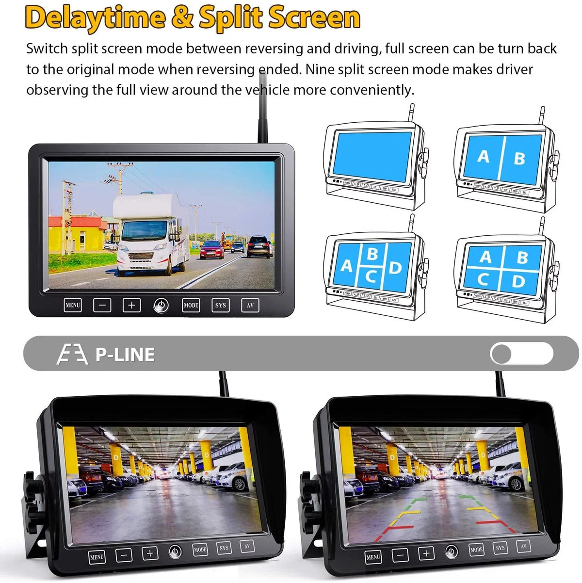 DVR Wireless Trailer, Camper, Pickup Monitor Xroose for RV 7” Rear + Range Button Camera Backup Long View Truck Extra 1080P with Signal Touch Camera CM1 Monitor Kit Recorder Motorhome for