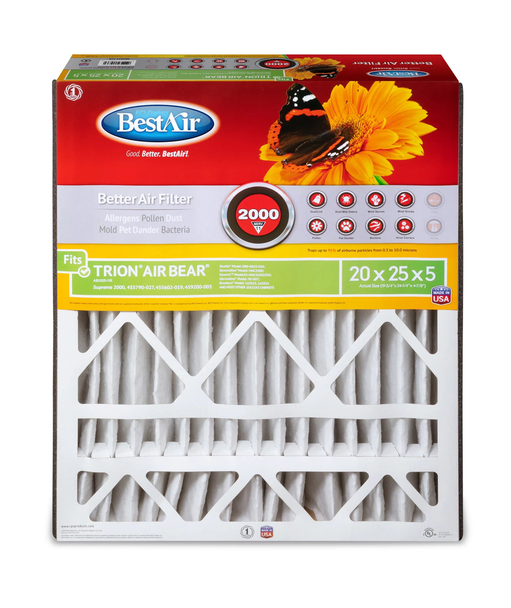 AB2025-11R 11 20x25x5 2000 Series BestAir Filter Trion/AirBear Furnace MERV