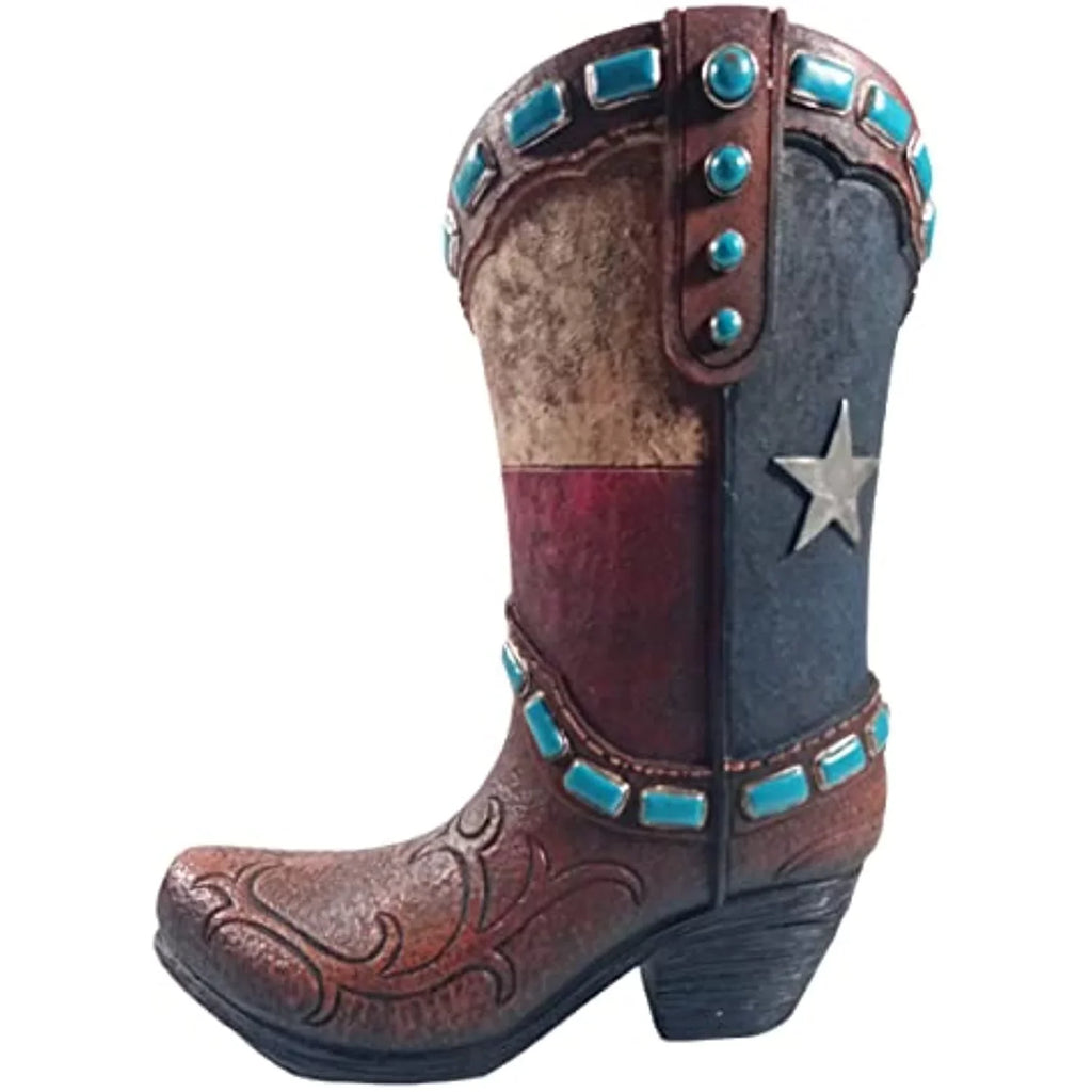Vase Decor Urbalabs Cowboy Brown Texas Living Cowboy Boots Decorative Stone Office Teal Western Rustic Cowboy Boot Large 12 Boot Centerpiece Vase Country Brown Inch Wedding Home Flower Teal Vases
