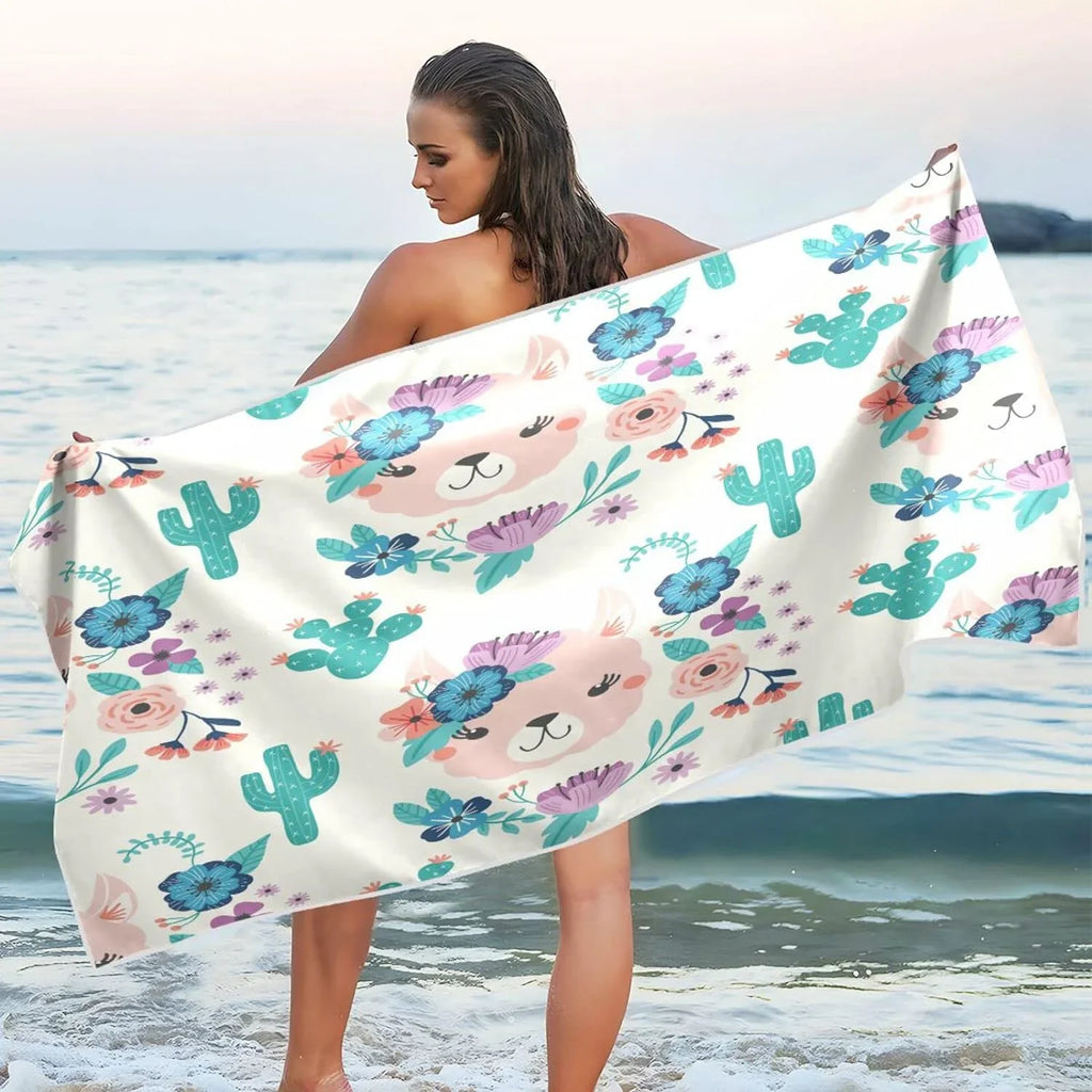 Quick Bath Free Blanket, Cactus Yoga Microfiber Sand Pool Bestwell Thin Dry Towel Towel Towel Beach Multipurpose Swim 30”X60” Llama Towel, Shower Lightweight Oversized