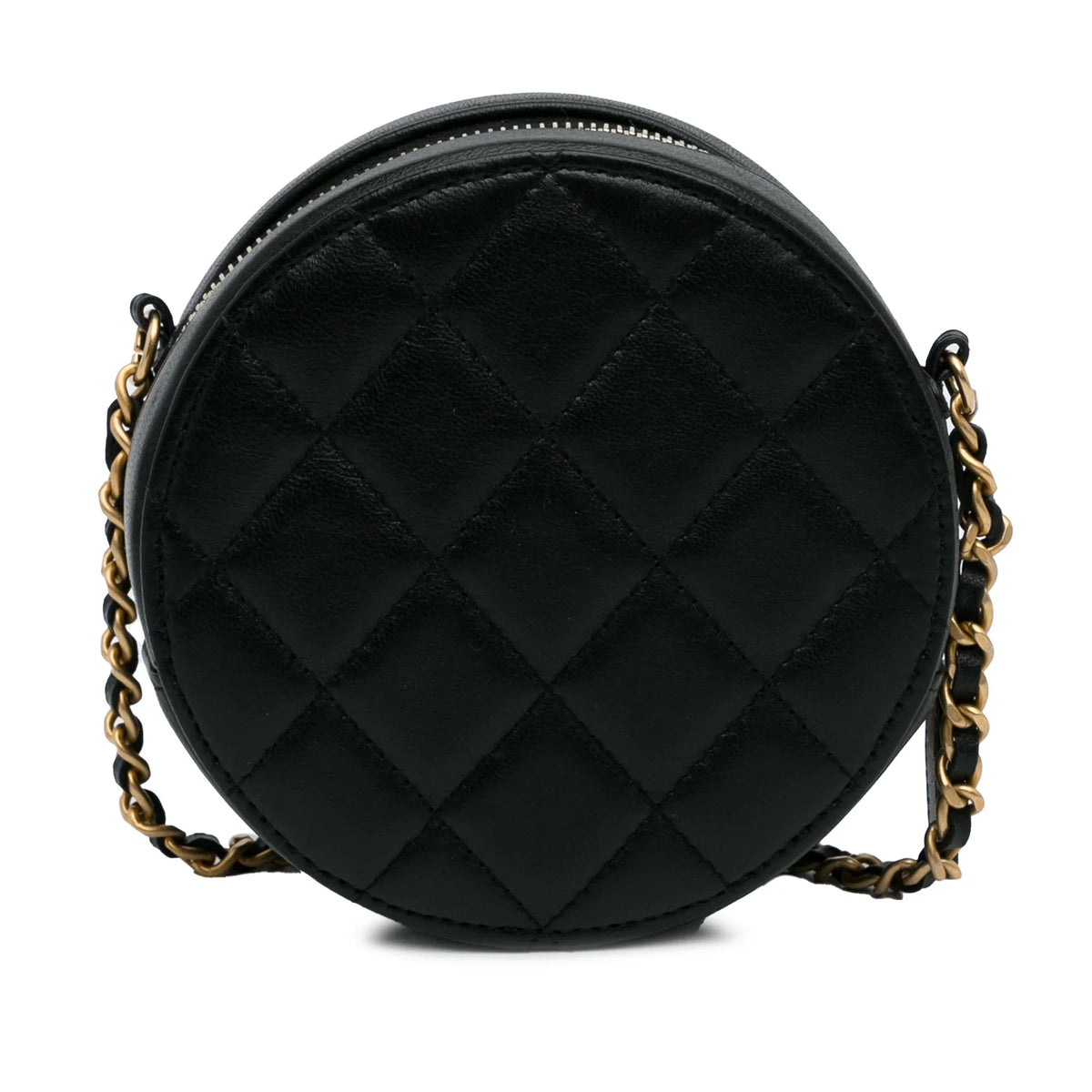 Pre-Owned Round Bag Leather (Good) Lambskin Lucky Crossbody Unisex Charms Chanel Authenticated Black