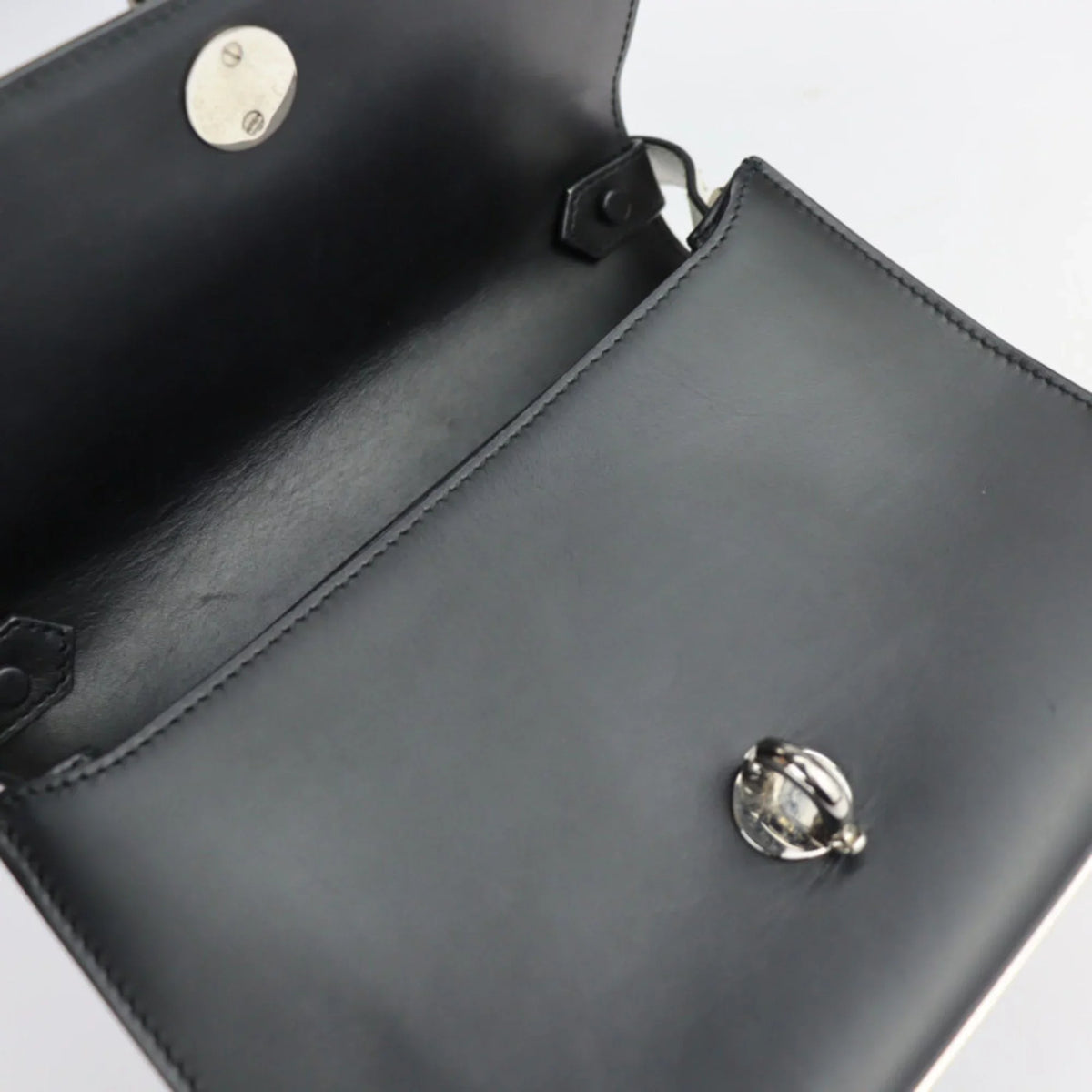 system shoulder 331916 Pre-Owned Balenciaga 2WAY calf bag handbag BALENCIAGA black mailon silver (Good) mini leather trapeze ivory hardware