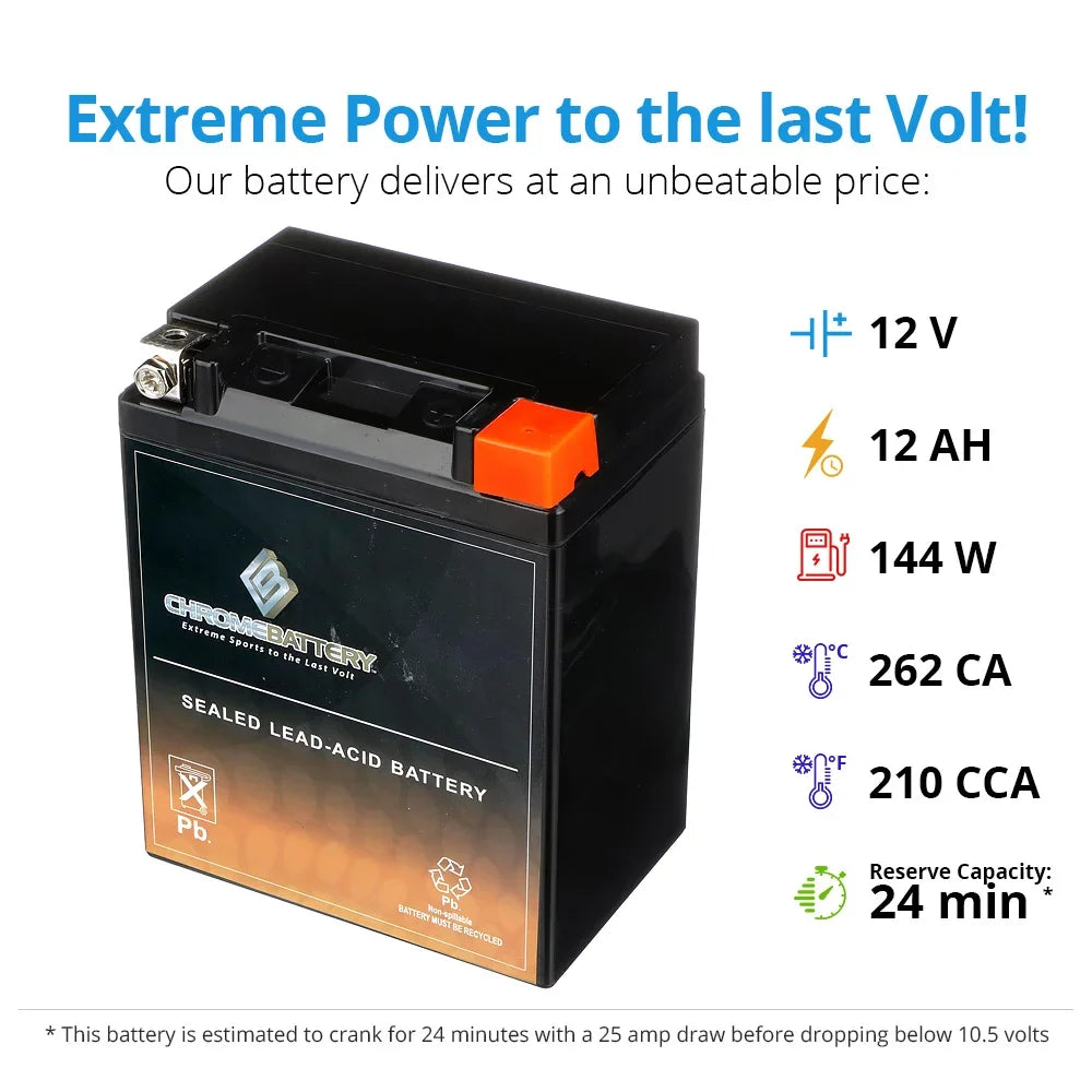 Motorcycle Battery Chrome Xs650 Ytx14Ahl-Bs Battery 75-'83 Yamaha 650Cc For