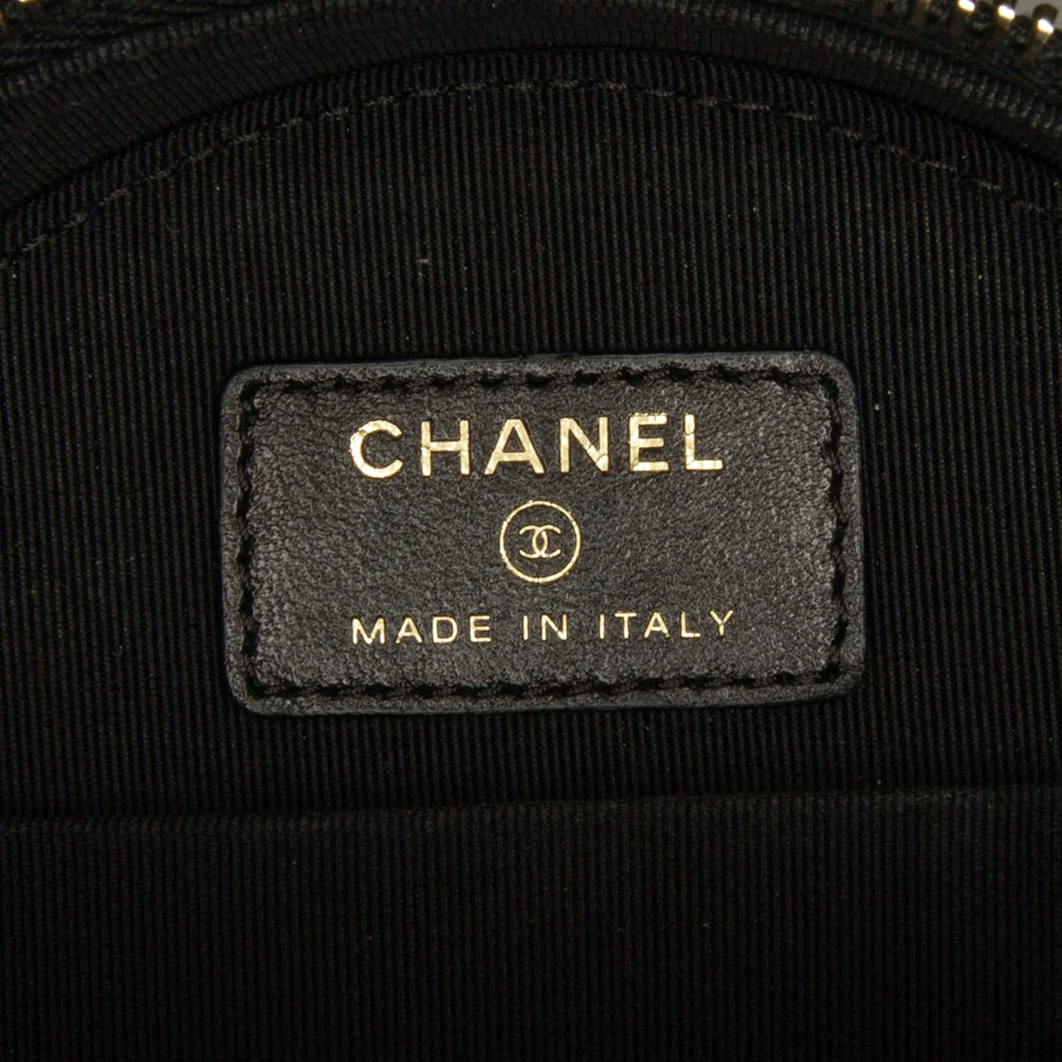 Pre-Owned Round Bag Leather (Good) Lambskin Lucky Crossbody Unisex Charms Chanel Authenticated Black