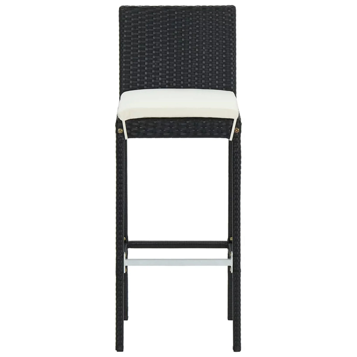 Rattan Bar Table Footrest Piece Stool 2 with Furniture Set 3 and Balcony, for Bar Bar Patio and Cushioned Outdoor Anself Poly Backyard, Chair Patio, Backrest Black Garden,