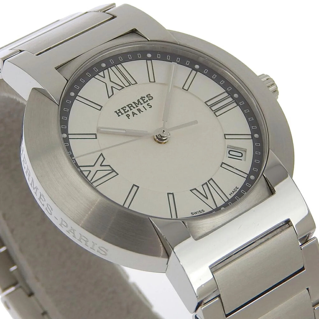 Made (Fair) Quartz Dial White Watch Display Steel NO1.710 Stainless Pre-Owned Men's Nomad Silver Swiss Analog Hermes