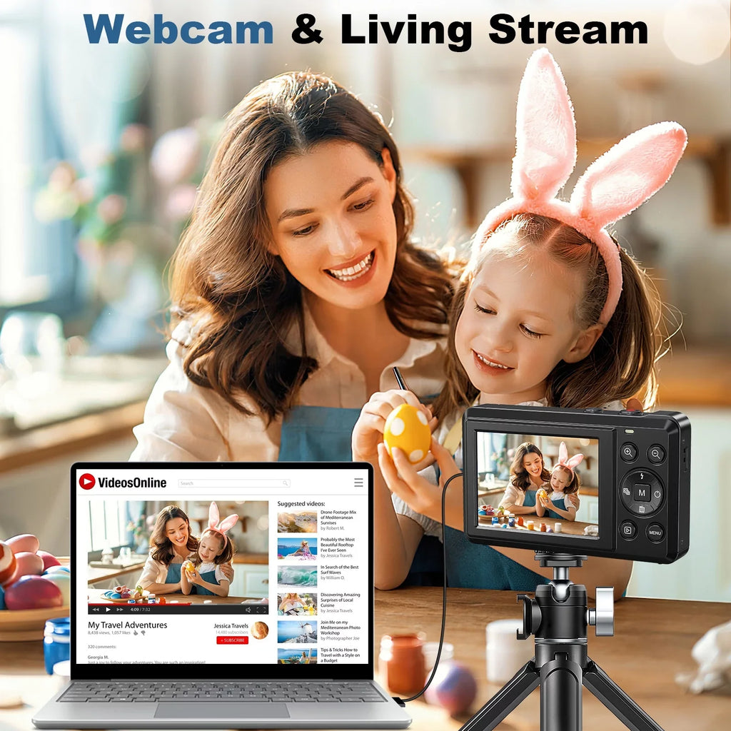 and Portable Camera 4K and 44MP Compact Card Zoom, 32GB Batteries SEREE Digital with SD Digital Shoot Camera Cameras with Autofocus 2 2.4'' Point Digital 16X