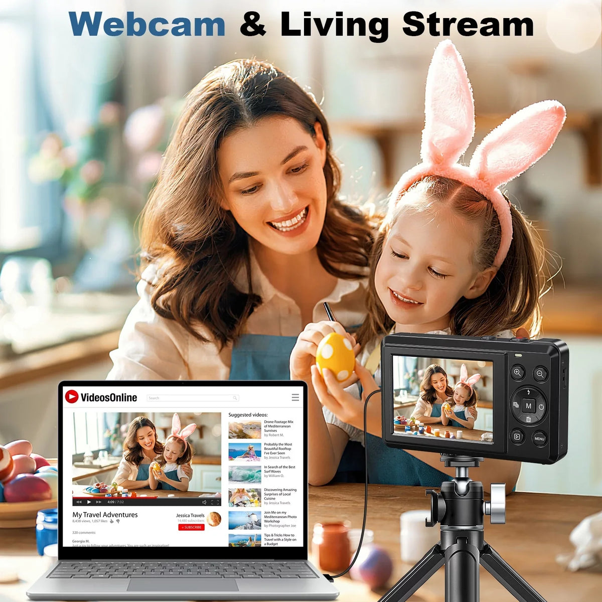 and Portable Camera 4K and 44MP Compact Card Zoom, 32GB Batteries SEREE Digital with SD Digital Shoot Camera Cameras with Autofocus 2 2.4'' Point Digital 16X
