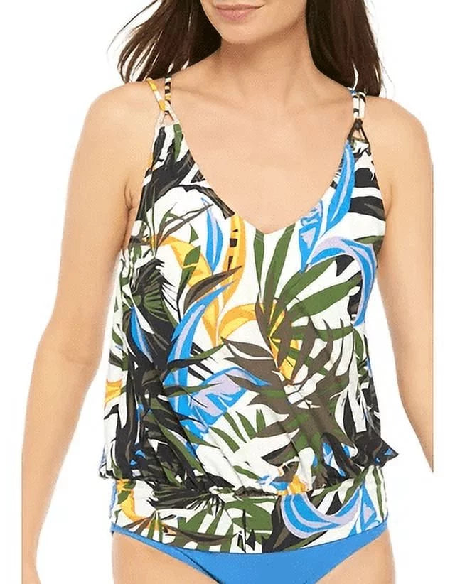 TROPIC Blouson Top, Klein X-Small Calvin US Tankini RAINFOREST OLIVE MULTI