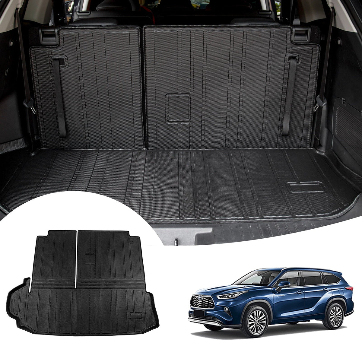 with Highlander Cargo 2020-2024 Liner Toyota Mat Accessories Highlander Fit Mats Car Trunk Backrest