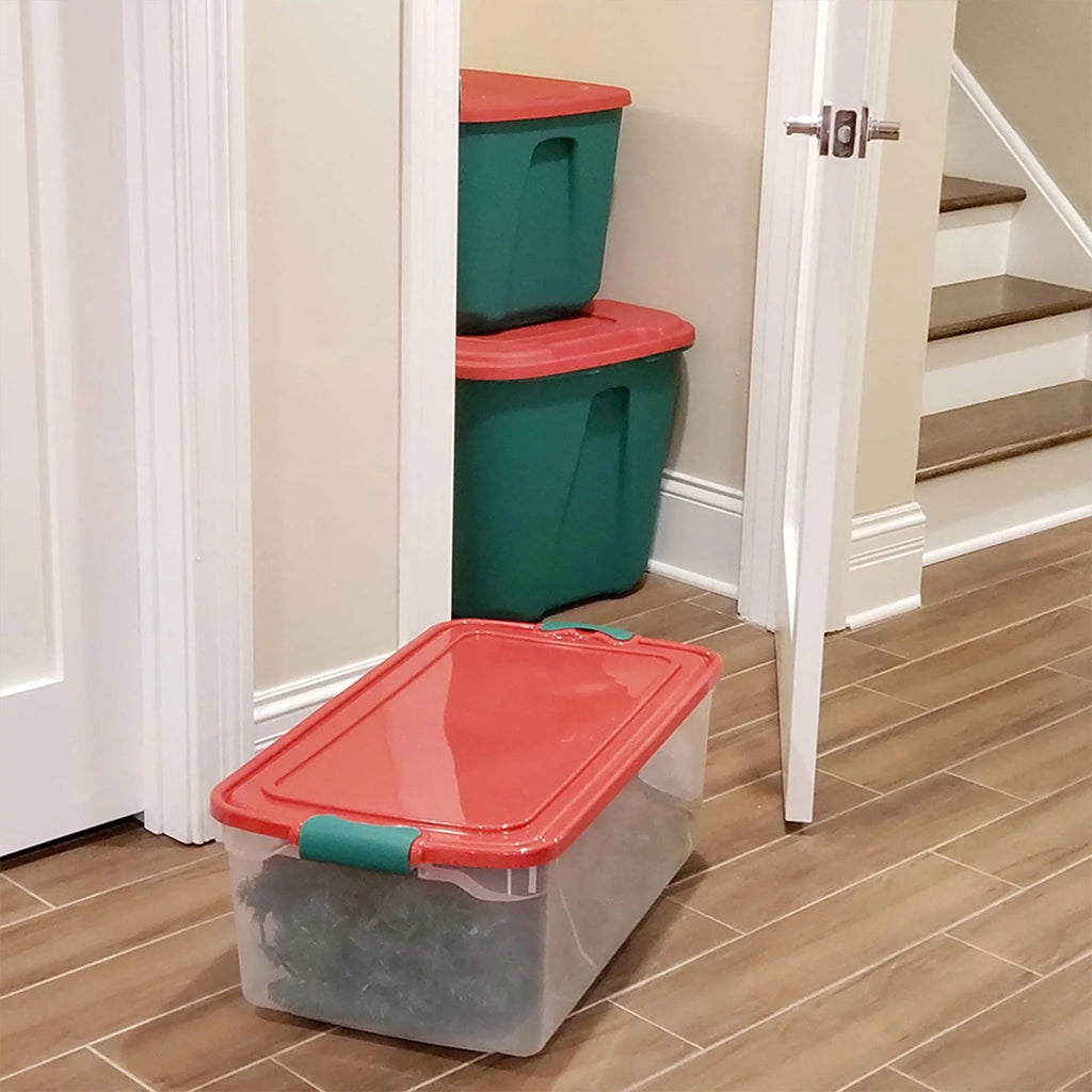 Quart Holiday Plastic Decor Pack with Latching 64 6 Lid, Storage Homz Bin