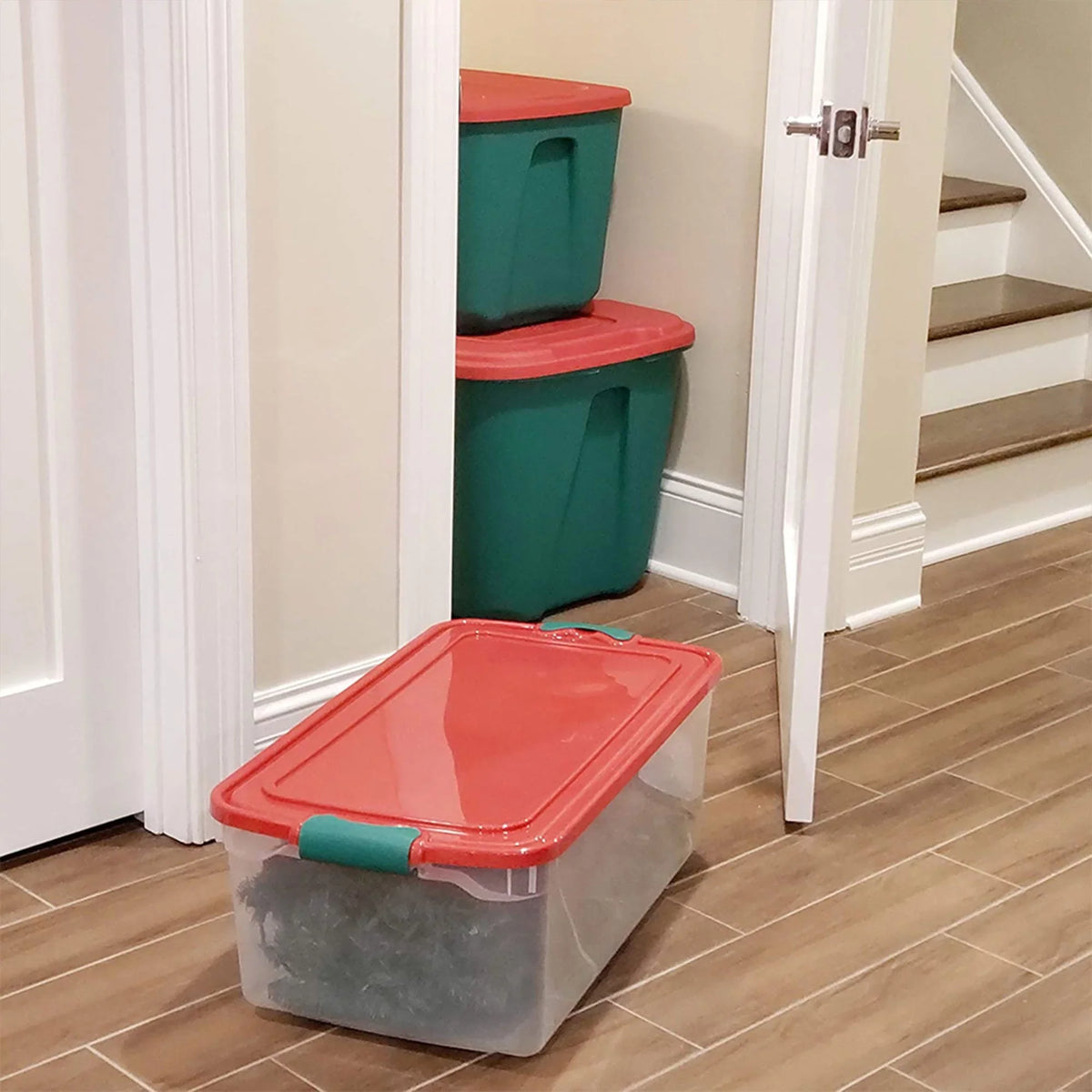 Quart Holiday Plastic Decor Pack with Latching 64 6 Lid, Storage Homz Bin