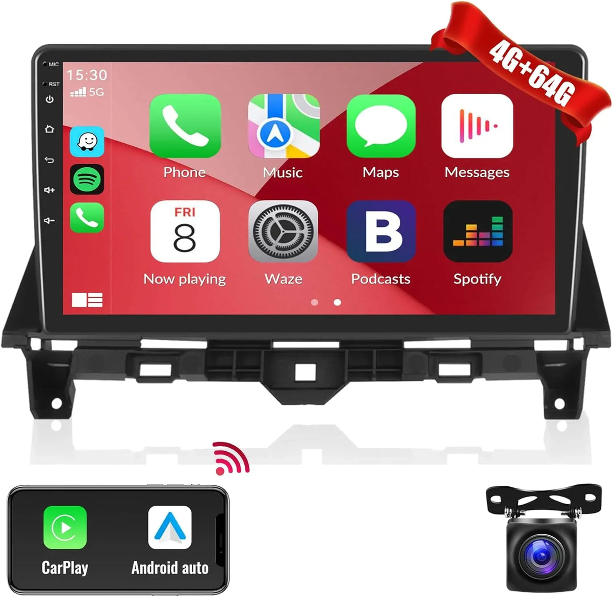 THONZER 10.1 Camera（4G+64G） Car Honda WiFi Navigation Screen Stereo 2008-2013 with Core Auto Inch Touch 4G Car Android Android 8 CarPlay Radio Accord for Bluetooth 8th 5.0 Stereo Backup GPS