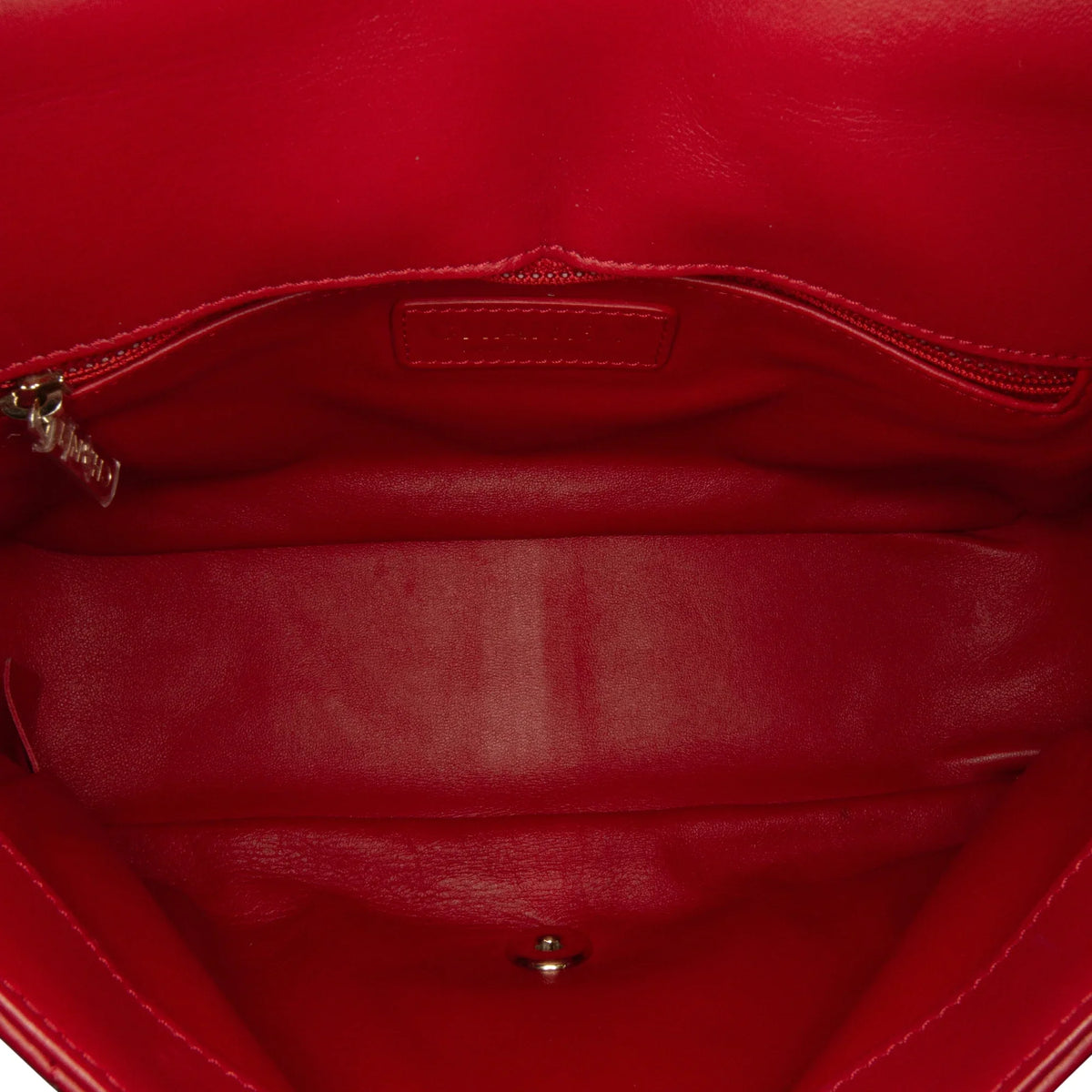 Lambskin Small (Good) Satchel Authenticated Red Flap Unisex Bag Chanel Leather Carry Easy Pre-Owned