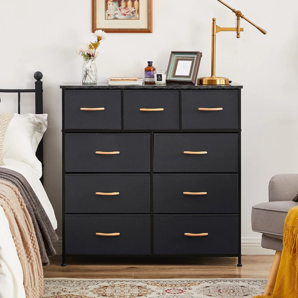 of for Stand, Organizer Drawers Units, Storage Drawers, Bigroof for Chests Clothes, Dresser Wooden with & with Tower TV Black 9 Closet, Wide Fabric Top, Dresser Fabric Bins Bedroom Dresser