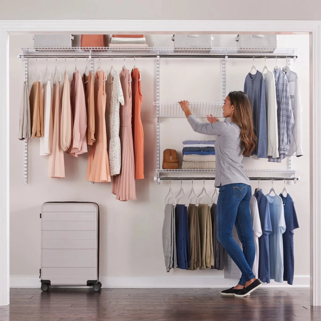 8 Custom to 4 (2 Rubbermaid Kit, Closet White Configurations Pack) Ft Organizer